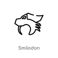 outline smilodon vector icon. isolated black simple line element illustration from animals concept. editable vector stroke smilodon icon on white background