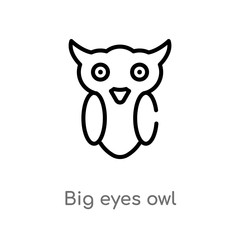 outline big eyes owl vector icon. isolated black simple line element illustration from animals concept. editable vector stroke big eyes owl icon on white background