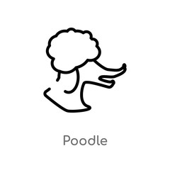 outline poodle vector icon. isolated black simple line element illustration from animals concept. editable vector stroke poodle icon on white background