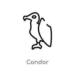 outline condor vector icon. isolated black simple line element illustration from animals concept. editable vector stroke condor icon on white background