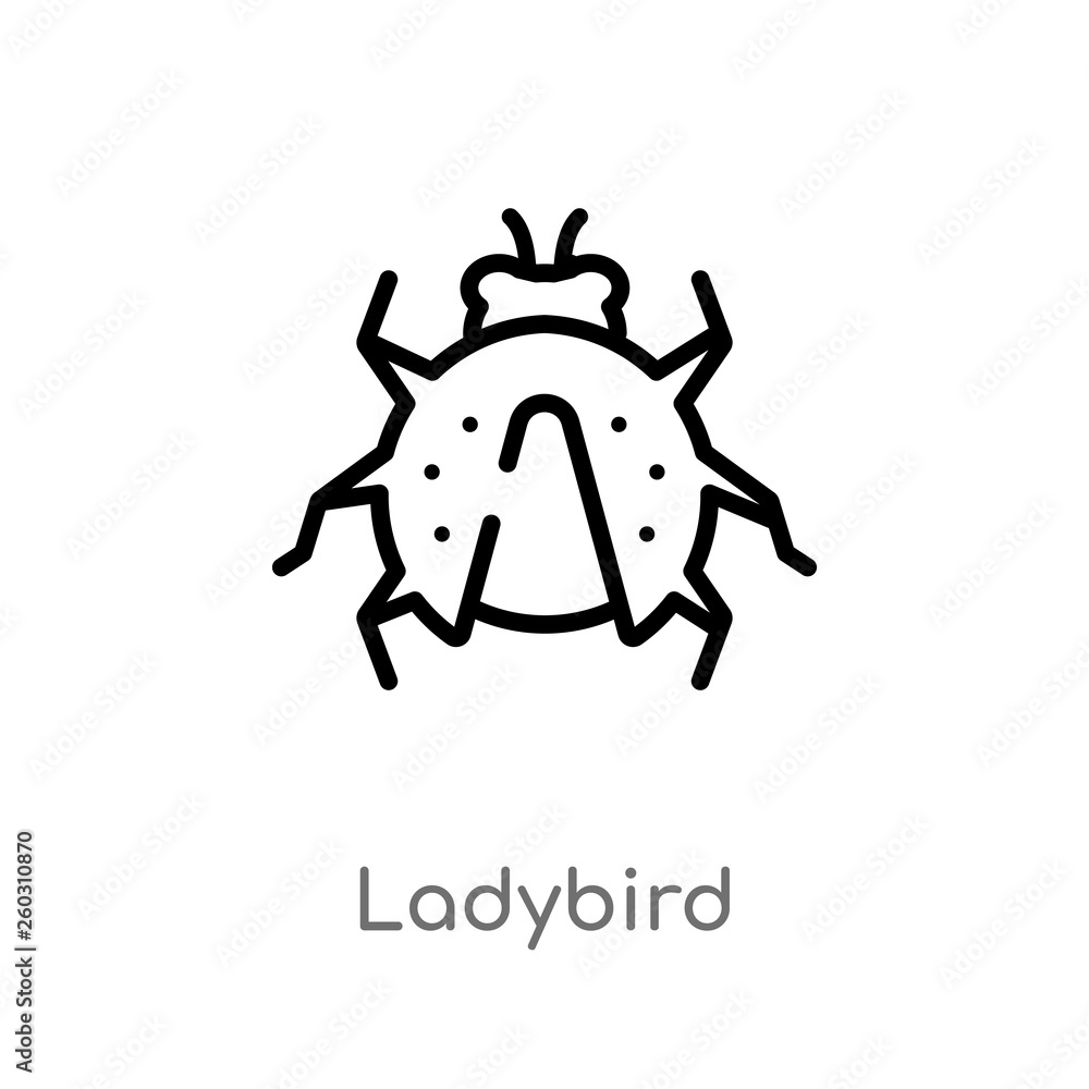 Poster outline ladybird vector icon. isolated black simple line element illustration from animals concept. 