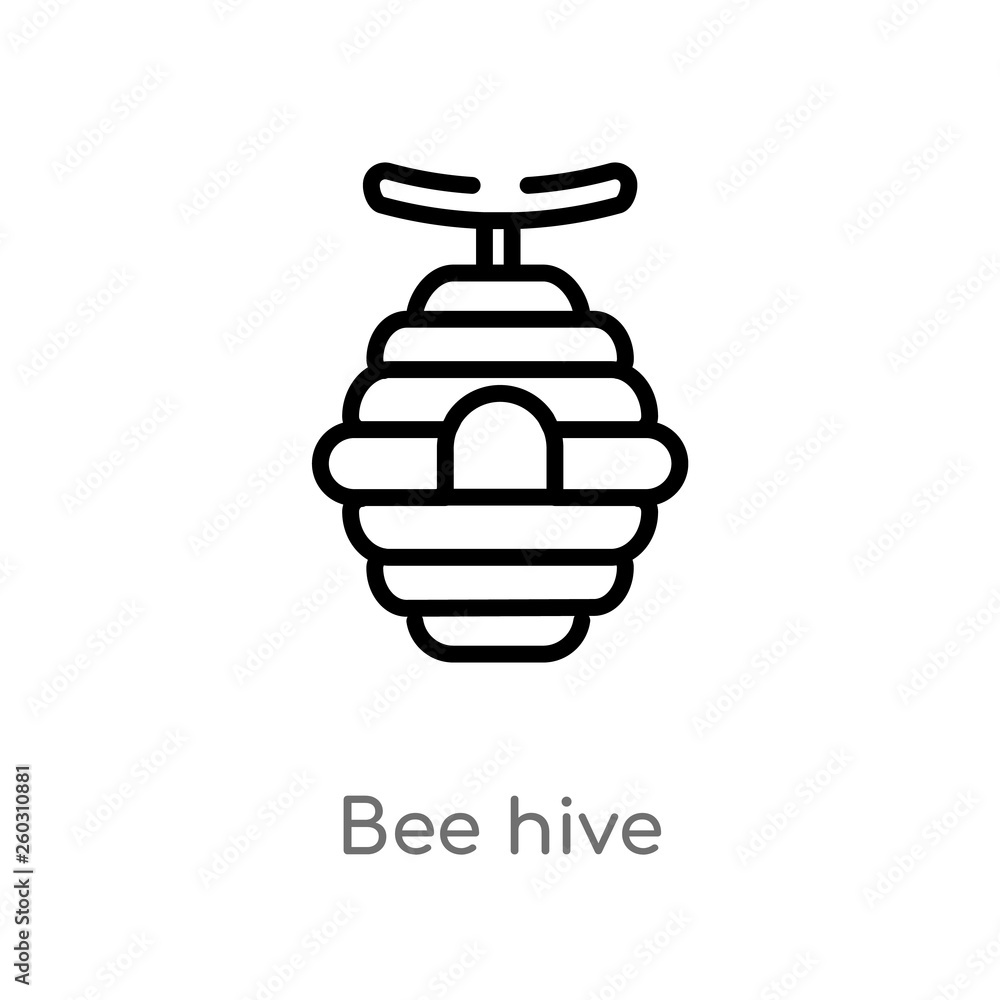 Poster outline bee hive vector icon. isolated black simple line element illustration from animals concept. 