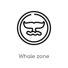 outline whale zone vector icon. isolated black simple line element illustration from animals concept. editable vector stroke whale zone icon on white background