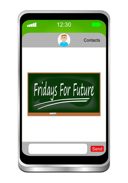 Smartphone with Chalkboard Fridays for Future - 3D illustration