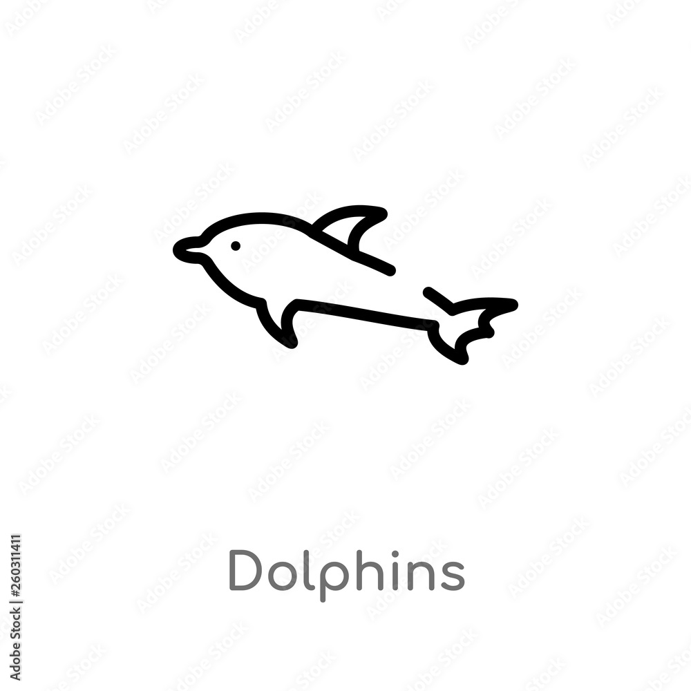 Poster outline dolphins vector icon. isolated black simple line element illustration from animals concept. 