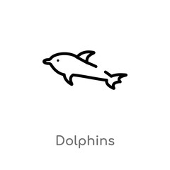 outline dolphins vector icon. isolated black simple line element illustration from animals concept. editable vector stroke dolphins icon on white background