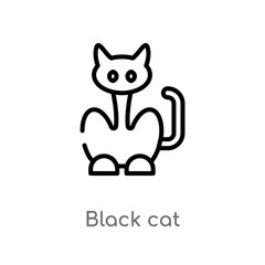 outline black cat vector icon. isolated black simple line element illustration from animals concept. editable vector stroke black cat icon on white background