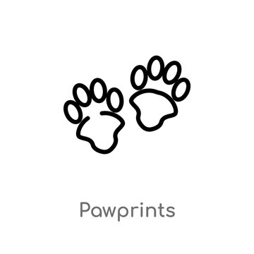 outline pawprints vector icon. isolated black simple line element illustration from animals concept. editable vector stroke pawprints icon on white background
