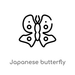 outline japanese butterfly vector icon. isolated black simple line element illustration from animals concept. editable vector stroke japanese butterfly icon on white background