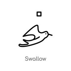 outline swallow vector icon. isolated black simple line element illustration from animals concept. editable vector stroke swallow icon on white background