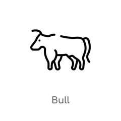 Fototapeta premium outline bull vector icon. isolated black simple line element illustration from animals concept. editable vector stroke bull icon on white background