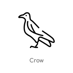 outline crow vector icon. isolated black simple line element illustration from animals concept. editable vector stroke crow icon on white background