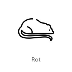 outline rat vector icon. isolated black simple line element illustration from animals concept. editable vector stroke rat icon on white background