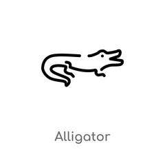 Fototapeta premium outline alligator vector icon. isolated black simple line element illustration from animals concept. editable vector stroke alligator icon on white background