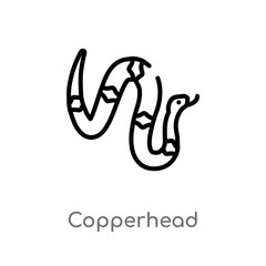 outline copperhead vector icon. isolated black simple line element illustration from animals concept. editable vector stroke copperhead icon on white background