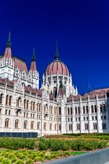Fototapeta na wymiar Exterior view of Budapest Parliament on a sunny day