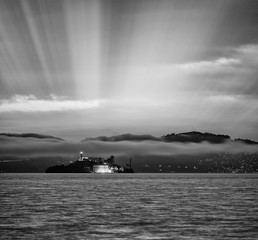 Alcatraz Island at dusk in San Francisco