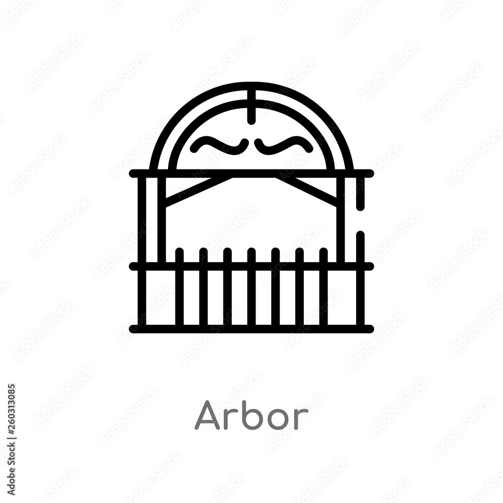 Poster outline arbor vector icon. isolated black simple line element illustration from architecture and cit