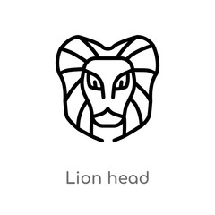 outline lion head vector icon. isolated black simple line element illustration from animals concept. editable vector stroke lion head icon on white background