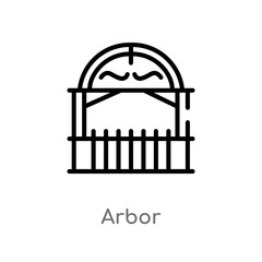 outline arbor vector icon. isolated black simple line element illustration from architecture and city concept. editable vector stroke arbor icon on white background