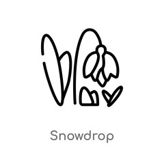 outline snowdrop vector icon. isolated black simple line element illustration from farming and gardening concept. editable vector stroke snowdrop icon on white background