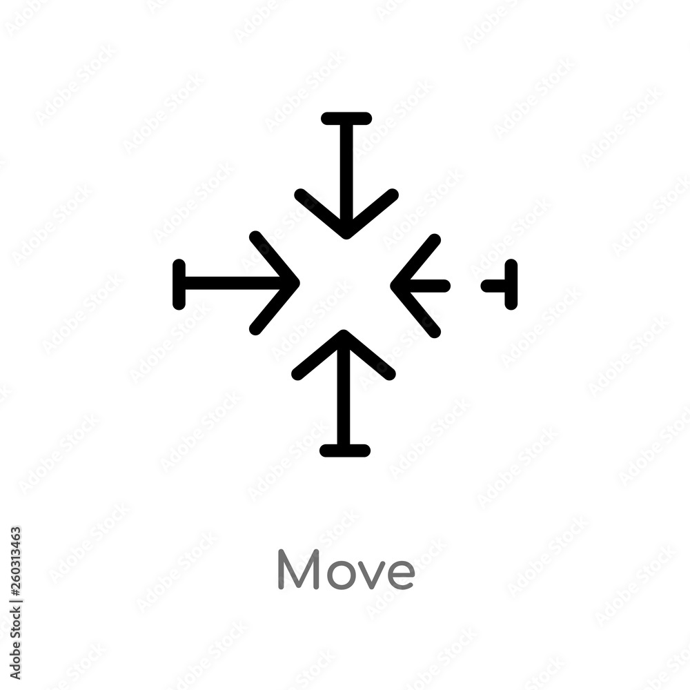 Poster outline move vector icon. isolated black simple line element illustration from arrows 2 concept. edi