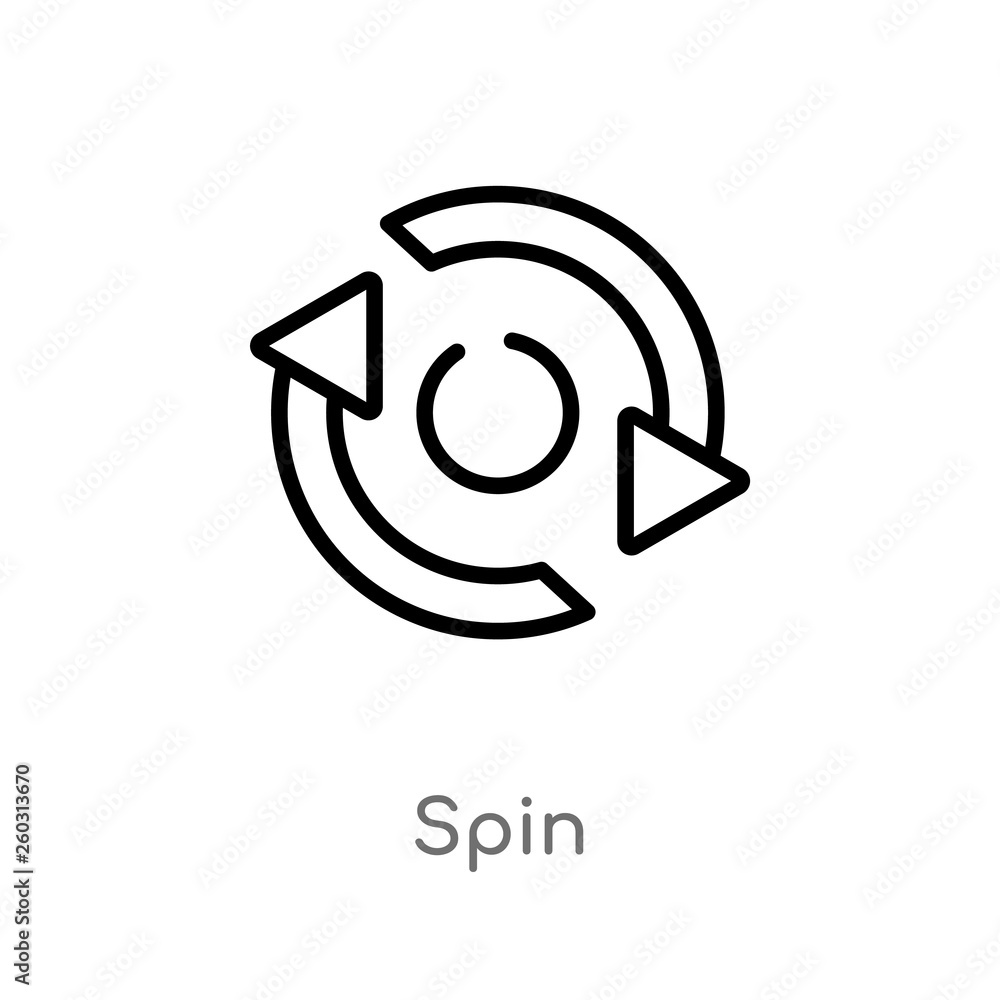 Aufkleber outline spin vector icon. isolated black simple line element illustration from arrows 2 concept. edi