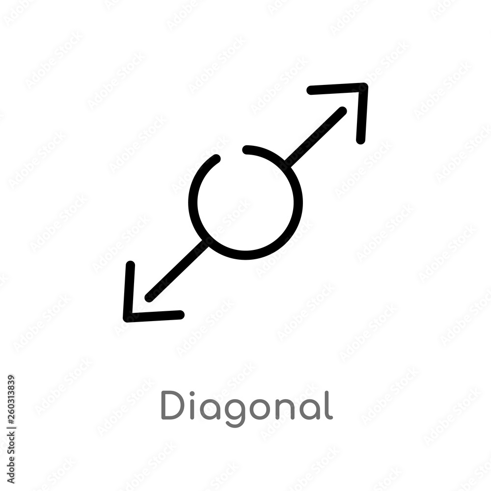 Poster outline diagonal vector icon. isolated black simple line element illustration from arrows 2 concept.