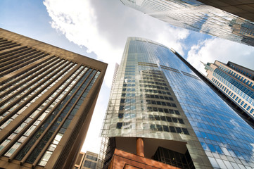 Skyward view of Downtown Sydney buildings, Australia