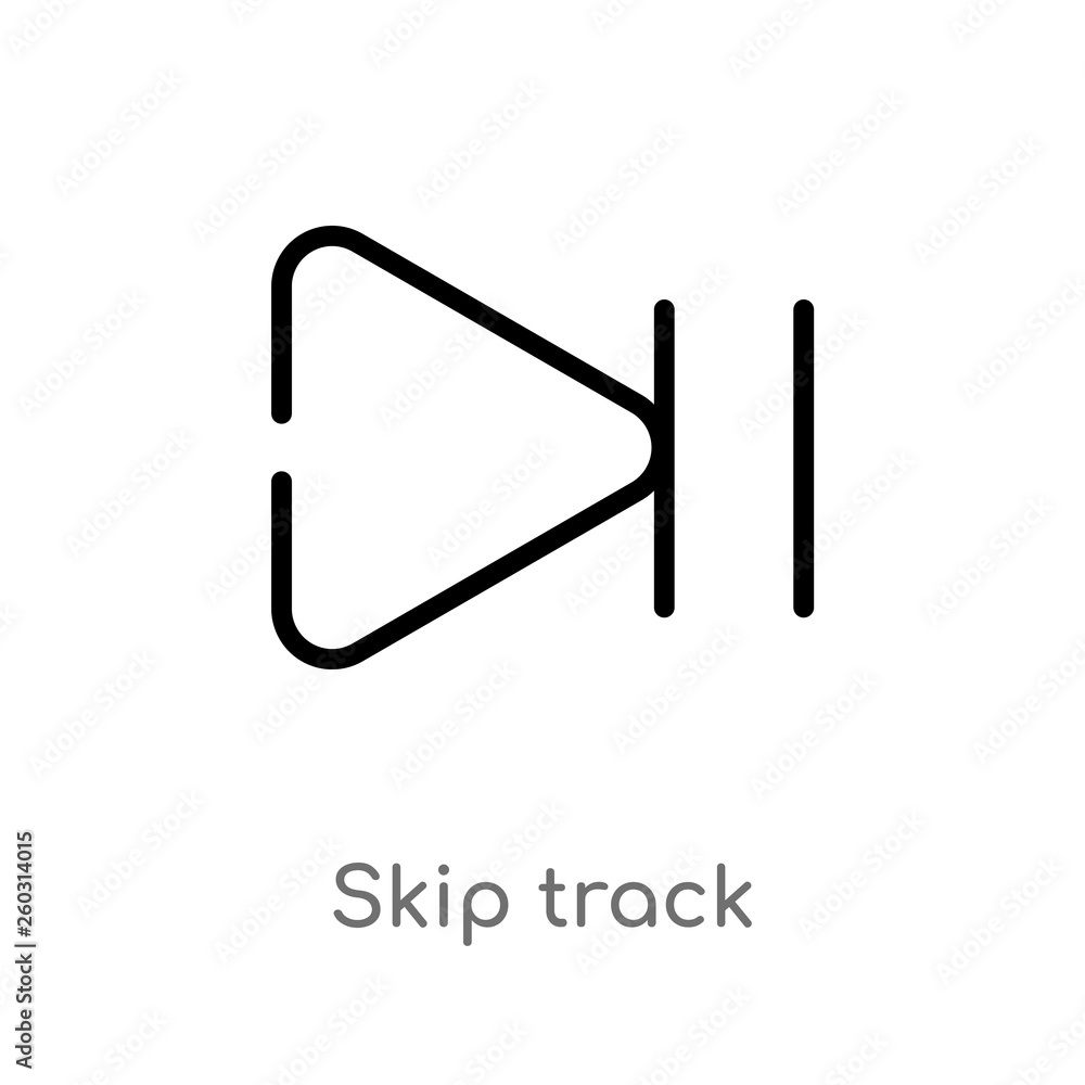Poster outline skip track vector icon. isolated black simple line element illustration from arrows concept.