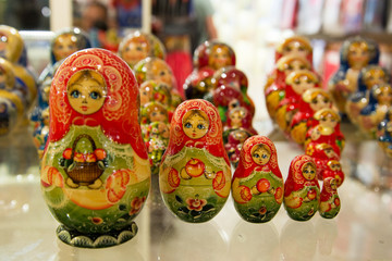 Matryoshka dolls on display in the store