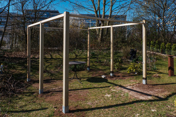 Fototapeta premium Aufbau eines Sonnenschutzes