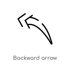 outline backward arrow vector icon. isolated black simple line element illustration from arrows concept. editable vector stroke backward arrow icon on white background