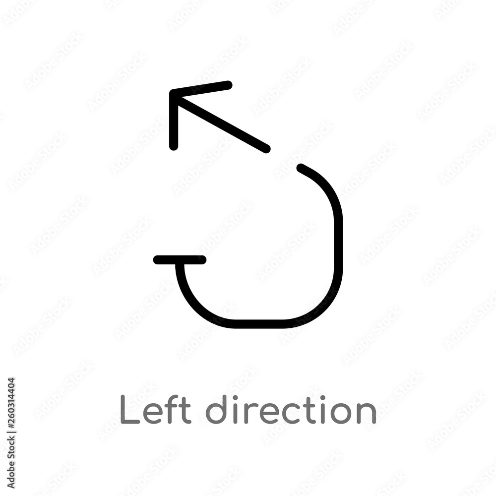 Poster outline left direction vector icon. isolated black simple line element illustration from arrows conc