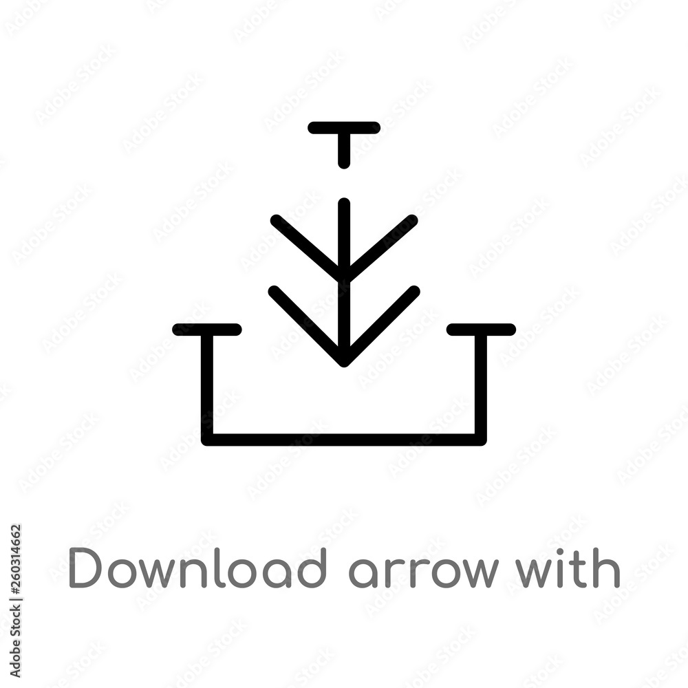Poster outline download arrow with line vector icon. isolated black simple line element illustration from a