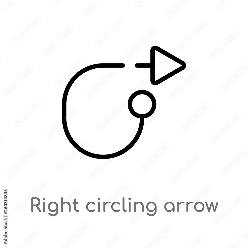 Poster outline right circling arrow vector icon. isolated black simple line element illustration from arrow
