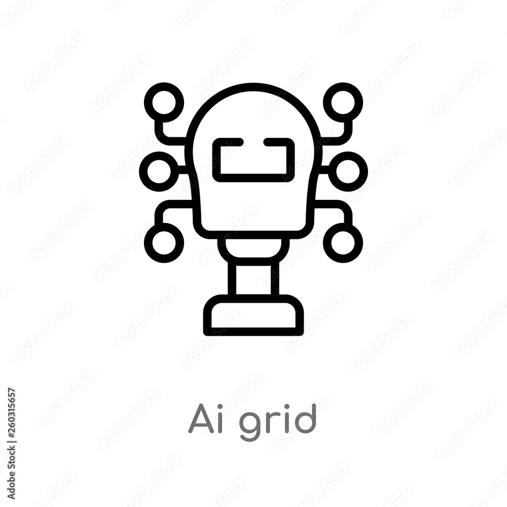 Poster outline ai grid vector icon. isolated black simple line element illustration from artificial intelle