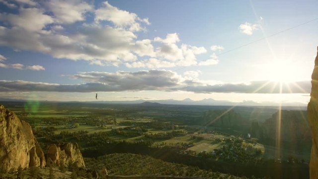 Epic Highlining at Sunset - Smith Rock Landscape - 4k