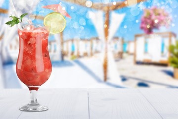 Glass of alcohol  cocktail on background