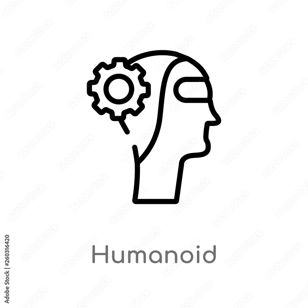 Aufkleber outline humanoid vector icon. isolated black simple line element illustration from artificial intell
