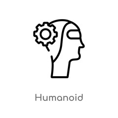 outline humanoid vector icon. isolated black simple line element illustration from artificial intellegence concept. editable vector stroke humanoid icon on white background