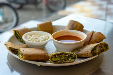 Assiette de dosas, cuisine indienne
