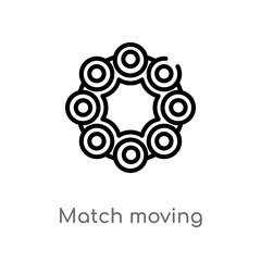 outline match moving vector icon. isolated black simple line element illustration from artificial intellegence concept. editable vector stroke match moving icon on white background