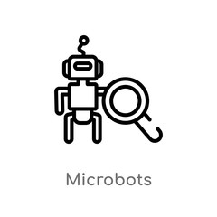 outline microbots vector icon. isolated black simple line element illustration from artificial intellegence concept. editable vector stroke microbots icon on white background