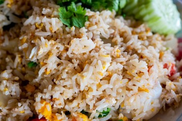 Closeup Thai Fried Rice, Street Food Style.