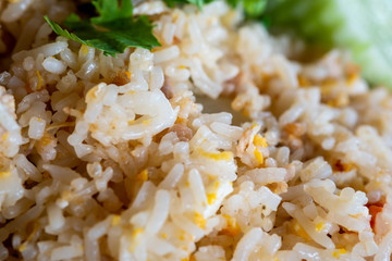 Closeup Thai Fried Rice, Street Food Style.