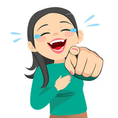 Illustration of woman laughing hysterically pointing finger