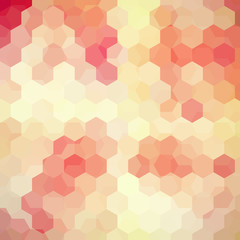 Fototapeta na wymiar Vector background with pastel beige, pink, orange hexagons. Can be used in cover design, book design, website background. Vector illustration