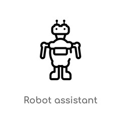 outline robot assistant vector icon. isolated black simple line element illustration from artificial intellegence concept. editable vector stroke robot assistant icon on white background