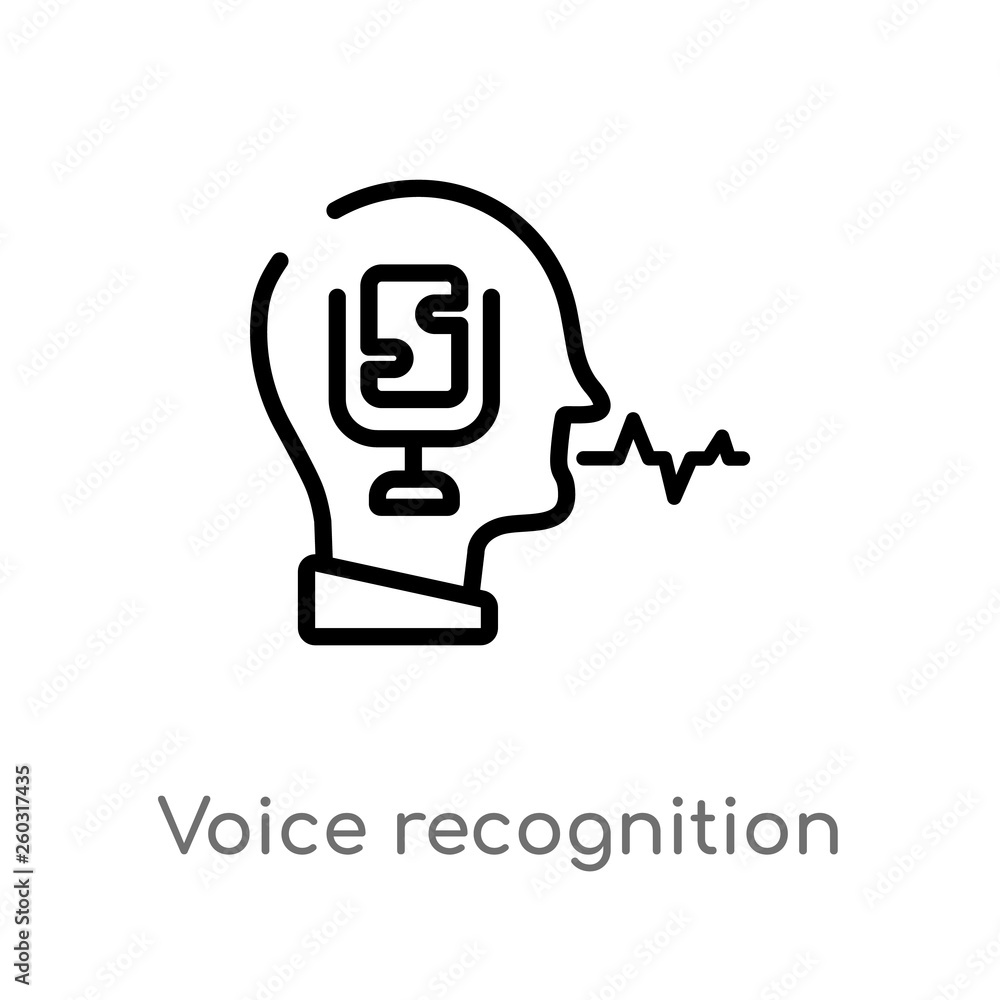 Aufkleber outline voice recognition vector icon. isolated black simple line element illustration from artifici